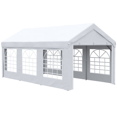 20' x 10' Party Tent & Carport, Large Outdoor Canopy Tent Portable Garage with Removable Sidewalls and Windows, White Tents for Parties, Wedding and Events