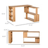 360Â° Rotating Home Office Desk L Shaped Corner Computer Desk with Storage Shelves, Writing Table Workstation, Maple