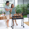 35" Charcoal BBQ Grill and Smoker Combo Portable Rotisserie Height Adjustable with 4 Wheels, Skewers Portability for Patio, Yard, Black
