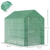 7' x 5' x 6' Walk-in Greenhouse PE Cover, 3-Tier Shelves, Steel Frame Hot house, Roll-Up Zipper Door for Flowers, Vegetables, Green