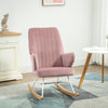 Accent Rocking Chairs, Upholstered Nursery Glider Rocker, Modern Armchair, Wingback Chair for Living Room and Bedroom, Pink