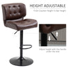 Bar Height Bar Stools Set of 2 with Adjustable Seat, Thick Padded Cushion and Metal Footrest for Home Bar, Brown