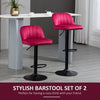 Adjustable Bar Stools Set of 2, Velvet Counter Height Barstool, Upholstered Kitchen Stool with Swivel Seat, Steel Frame, Footrest, â€ŽRed