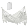 Brazilian Style Hammock Extra Large Cotton Hanging Camping Bed with Carrying Bag, for Patio Backyard Poolside, Weight Capacity 330lbs, White