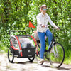 Red 3-in-1 Bike Trailer for Kids, Running Stroller with 2 Seats, Jogging Cart with 5-Point Harness, Storage Units