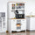 71" Kitchen Buffet with Hutch, Farmhouse Style Storage Pantry with 2 Drawers, 3 Door Cabinets and 3 Shelves, White
