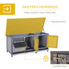 Wooden Rabbit Hutch Bunny Hutch Cage Guinea Pig with Waterproof Roof, No Leak Tray and Feeding Trough, Indoor/Outdoor, Grey