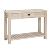 Console Table American Pastoral Desk with Drawer Bottom Shelf Living Room  Entryway  Bedroom White Oak Wood Color