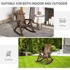 Wooden Adirondack Rocking Chair, Outdoor Rustic Log Rocker with Slatted Design for Patio, Carbonized