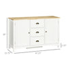 Buffet Cabinet with 3 Storage Drawers and Adjustable Shelves, 2 Door Sideboard with Rubber Wood Top, Coffee Bar for Living Room, Entryway White