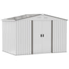 9' x 6' Metal Storage Shed Garden Tool House with Double Sliding Doors, 4 Air Vents for Backyard Garden Equipment, Lawnmower, Silver