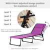 Outdoor Folding Chaise Lounge Chair Portable Lightweight Reclining Garden Sun Lounger with 4-Position Adjustable Backrest for Patio, Purple