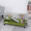 35" Small Animal Cage Chinchilla Guinea Pig Hutch Ferret Pet House with Platform Ramp, Food Dish, Wheels, & Water Bottle
