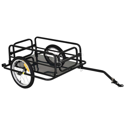 Foldable Bike Cargo Trailer Bicycle Cart Wagon Trailer w/ Hitch, 16'' Wheels, 88 lbs Max Load - Black