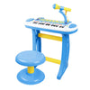 Kids Toddler Toy Piano Keyboard with Included Sitting Stool, Working Microphone, Light Function - Blue
