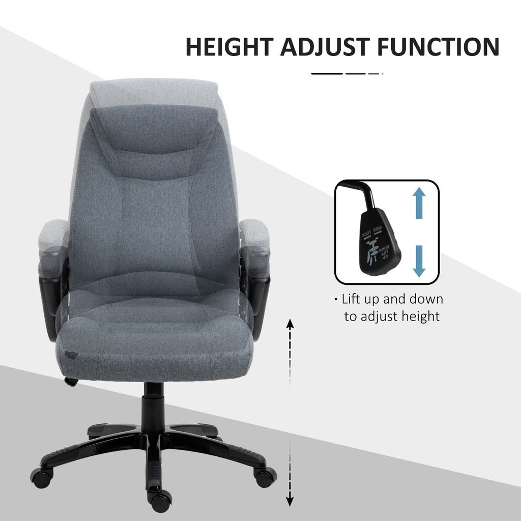 Ergonomic Home Office Chair Desk Computer Chair with 360Â° Swivel, Adjustable Height, Linen Fabric, Padded Armrests and headrest, Grey