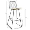 Bar Stools, Metal Bar Stools with Backs, Curved Slatted Backrest, Steel Frame for Kitchen, Bar, Bar Height Bar Stools, Black
