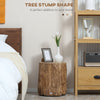 Decorative Side Table with Round Tabletop, Tree Stump Shape End Table with Wood Grain Finish, for Indoors and Outdoors, Natural