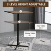24" Industrial Modern Pub Bar Table, 40.5 Inch Height Adjustable Cocktail table Square Dining Table for Kitchen or Dining Room, Walnut