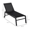 Sun Lounger Chair Reclining Chaise Lounge With Wheels & Adjustable Backrest Bed Lounger Black