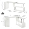 L-Shaped Rotating Computer Desk Home Office Study Workstation with Storage Shelves, Cabinet and Drawer for Home & Office, White