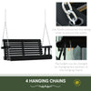 46" 2-Person Porch Swing Wooden Patio Swing Bench with Cup Holders, Slatted Design, & Chains Included, 440lb Weight Capacity, Black