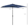 9' x 7' Patio Umbrella Outdoor Table Market Umbrella with Crank, Solar LED Lights, 45Â° Tilt, Push-Button Operation, for Deck, Pool, Blue