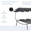 Patio Double Chaise Lounge Outdoor with Adjustable Canopy and Pillow, Wheeled Hammock Bed for Sun Room, Garden, Poolside, Grey