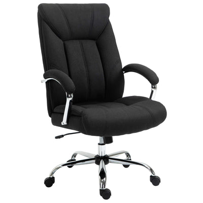 High Back Swivel Home Office Chair Task Ergonomic Linen Fabric Computer Chair, with Arm, Adjustable Height, Black