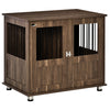 Furniture Style Dog Crate, Wooden & Wire End Table, Small & Medium Pet Crate with Magnetic Double Door Indoor Decorative Dog Kennel Cage, Brown