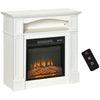 32" Electric Fireplace with Mantel, Freestanding Heater with LED Log Flame, Shelf and Remote Control, 1400W, White