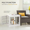 26" Wooden Dog Crate, Furniture Style Pet Cage Kennel, End Table, with Lockable Double Door Entrance, and Top Shelf, White