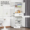 Kitchen Pantry Cabinet, Tall Kitchen Storage Cabinet, Freestanding Pantry with 2 Double Doors, Adjustable Hinge and Drawer for Kitchen, White