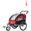 Elite Double Child Two-Wheel Bicycle Trailer with 2 Safety Harnesses - Red / Black