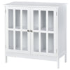 Storage Sideboard Buffet Cabinet Credenza with 2 Transparent Doors Dining Cupboard for Multifunction in Kitchen, Hallway, Living Room White