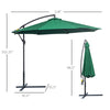 10' Cantilever Hanging Tilt Offset Patio Umbrella with UV & Water Fighting Material and a Sturdy Stand, Green