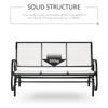 3-Person Patio Glider Bench, Outdoor Porch Glider Swing with 3 Seats, Breathable Mesh Fabric, Metal Frame, Cream White