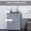 Small Bathroom Storage Cabinet, Freestanding Linen Cabinet with Metal Knob, Elevated Base and 2 Drawers, MDF Board, Bath Room Cabinet, Grey