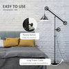 Industrial Floor Lamp for Living Room, Standing Lamp with Steel Frame for Bedroom, Black
