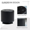 360° Swivel Foot Stool Round PU Ottoman with Thick Sponge Padding and Solid Steel Base, Black
