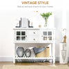 Vintage Console Table with 2 Drawers and Cabinets, Retro Sofa Table for Entryway, Living Room and Hallway, White
