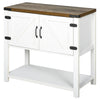 2-Door Free Standing Storage Cabinet with Bottom Shelf  Kitchen Cupboard  Entryway Storage Cabinet- White