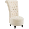 Retro High Back Armless Royal Accent Chair Fabric Upholstered Tufted Seat for Living Room, Dining Room and Bedroom, Cream White