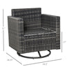 Outdoor Wicker Swivel Rocking Chair Patio Rattan 360-Degree with Washable Cushion Cream White