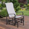 Gliding Lounger Chair, Outdoor Swinging Chair with Smooth Rocking Arms and Lightweight Construction for Patio Backyard, Cream White