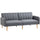 Light Grey Two Seater Sofa Bed, Convertible Futon Couch Bed, Linen Upholstered Loveseat with Adjustable Backrest