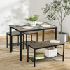Industrial Dining Table Set, Kitchen Table and Chairs for 4, Dinner Table with Bench Set with Metal Frame & Storage Shelf, Rustic Brown
