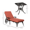 Outdoor Aluminum Padded Lounge Chair with Adjustable Backrest, Patio Chaise Lounger with Side Table Set, Sun Lounger for Backyard, Wine Red