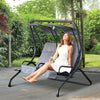 Modern 2-Seater Outdoor Patio Swing Chair, Porch Seats with Cup Holder and Removeable Canopy, Grey