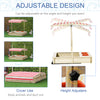 Kids Wooden Sandbox, w/ Adjustable Canopy, Seats, for Backyard, Beach, Natural